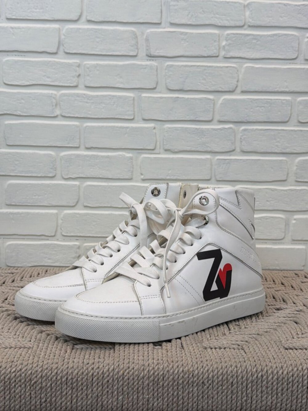 Zadig & Voltaire ZV High-Top Leather Sneakers White Size 39